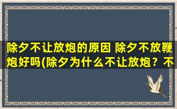 除夕不让放炮的原因 除夕不放鞭炮好吗(除夕为什么不让放炮？不放鞭炮会更好吗？)